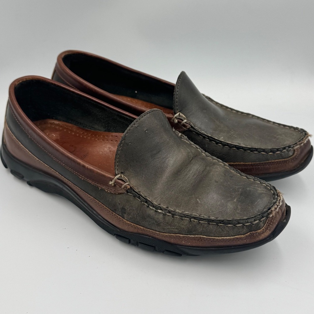 Allen‎ Edmonds Boulder Loafers Mens 9.5 D Brown Grey Leather Driving Shoes